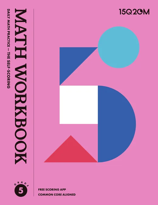15Q20M Grade 5 Daily Math Practice workbook — magenta cover with bold geometric number 5